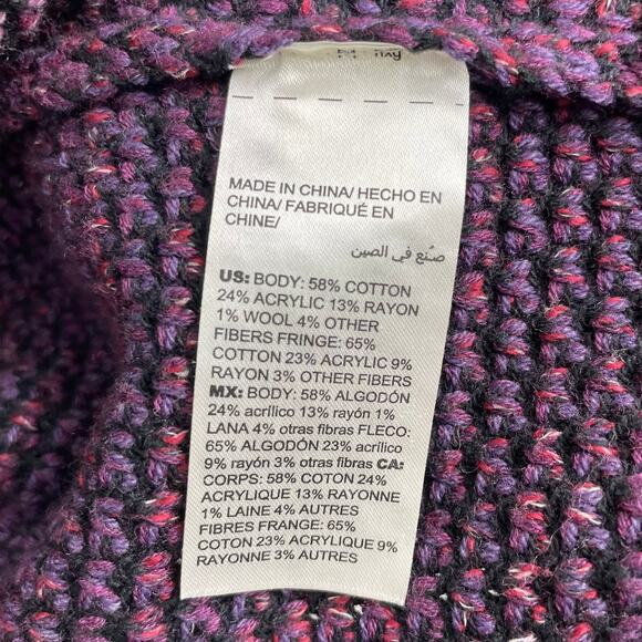 Chicos Marled Fringe Cardigan Sweater Purple Colorblock Metallic Knit Jacket XL - Picture 9 of 12